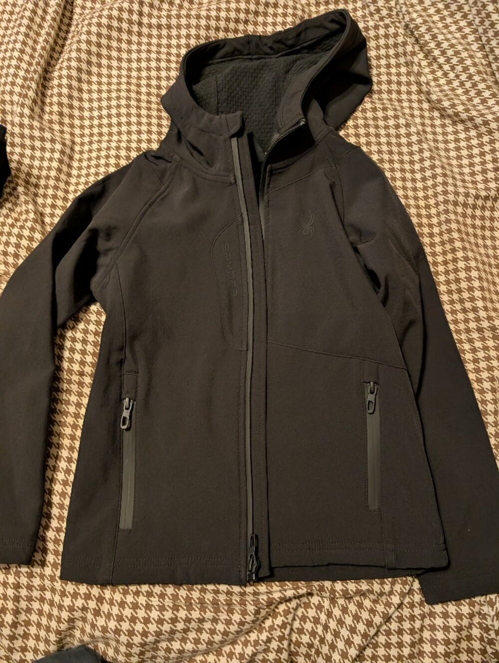 Spyder Kids Black Hooded Softshell Jacket